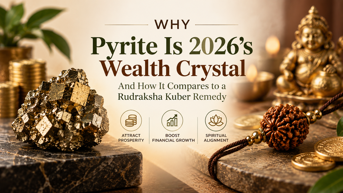 Why Pyrite Is 2026's Wealth Crystal — and How It Compares to a Rudraksha Kuber Remedy