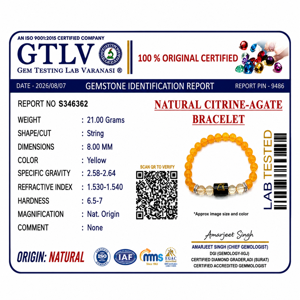 Citrine Zodiac Bracelet 8MM | Optimism, Abundance & Joy – धनु राशि (Sagittarius)