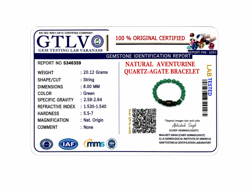 Aventurine Quartz Zodiac Bracelet 8MM | Clarity, Communication & Luck – मिथुन राशि (Gemini)