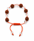 Natural Five Mukhi Rudraksha & Crystal Glass Bracelet | Adjustable Spiritual Bracelet for Protection, Positivity & Daily Wear