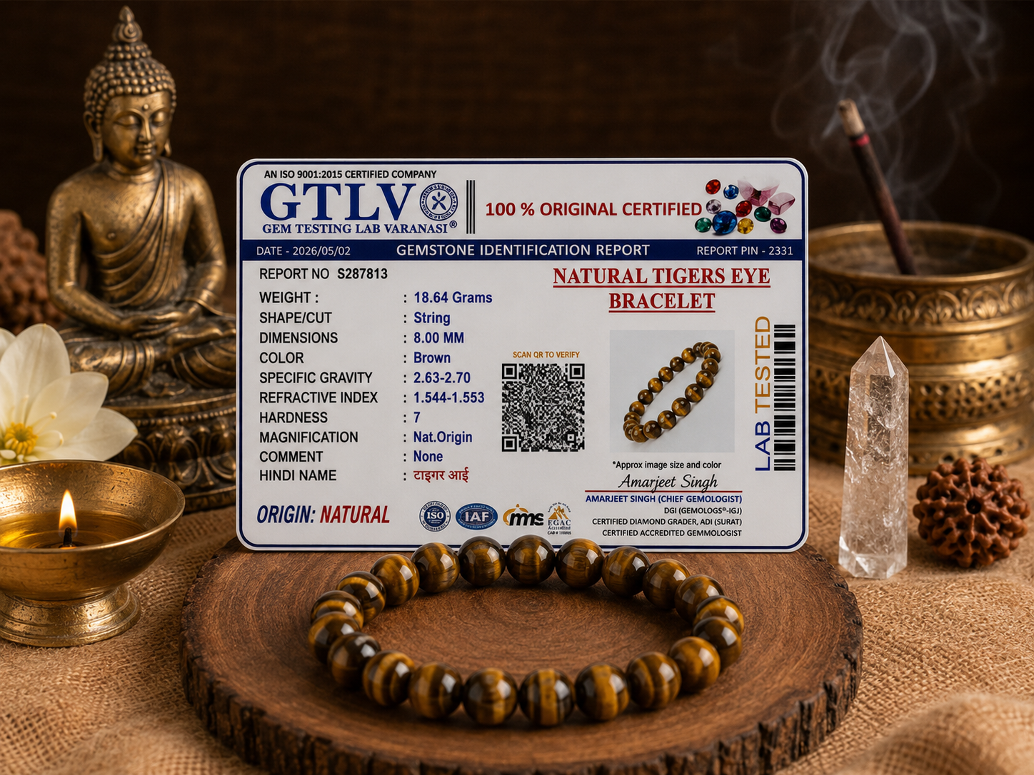 Natural Tiger's Eye Bracelet | Confidence, Protection & Success Crystal Bracelet