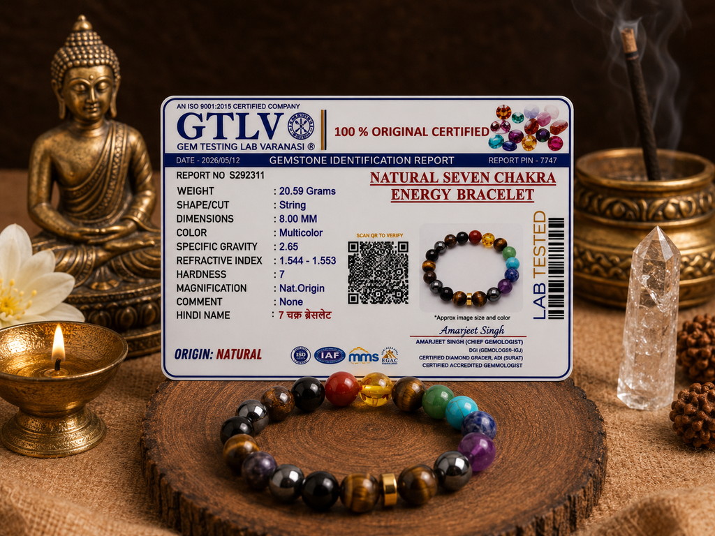 Natural Seven Chakra Energy Bracelet | Healing Crystal Bracelet for Balance & Positivity