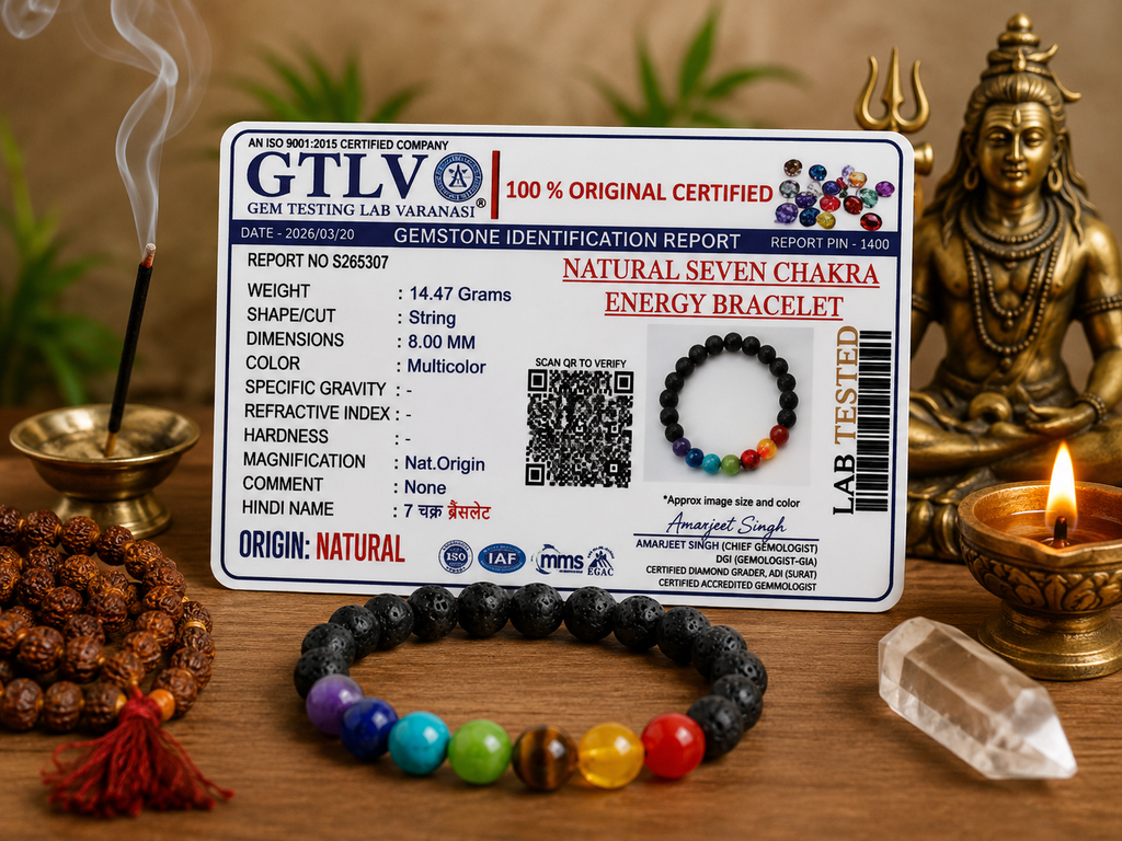 Natural Seven Chakra Lava Energy Bracelet | Balance, Protection & Positive Energy Bracelet