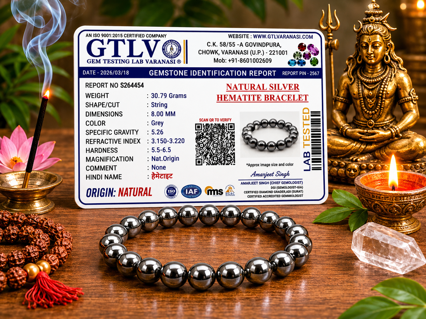 Natural Silver Hematite Bracelet | Grounding, Focus & Balance Crystal Bracelet