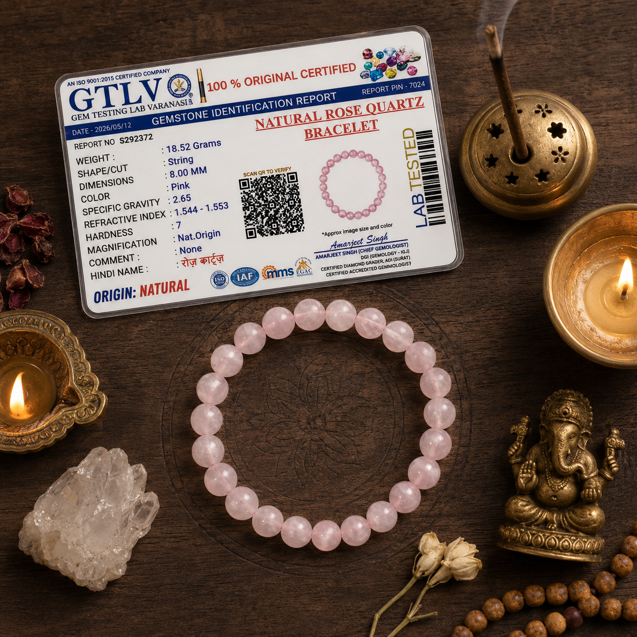 Rose Quartz Bracelet 8MM | Premium Love & Healing Crystal Bracelet