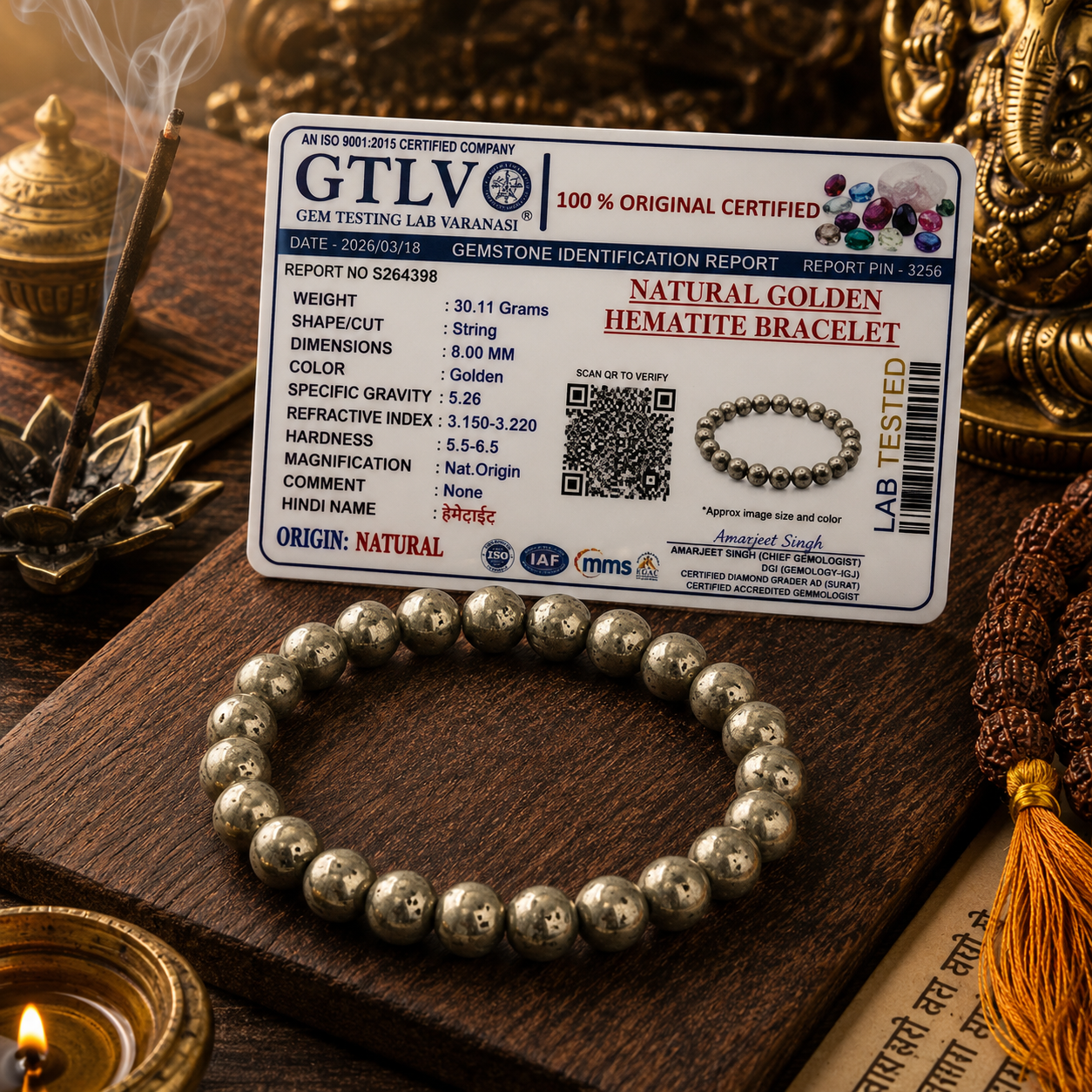 Natural Golden Hematite Bracelet 8MM | Premium Protection & Grounding Stone Bracelet