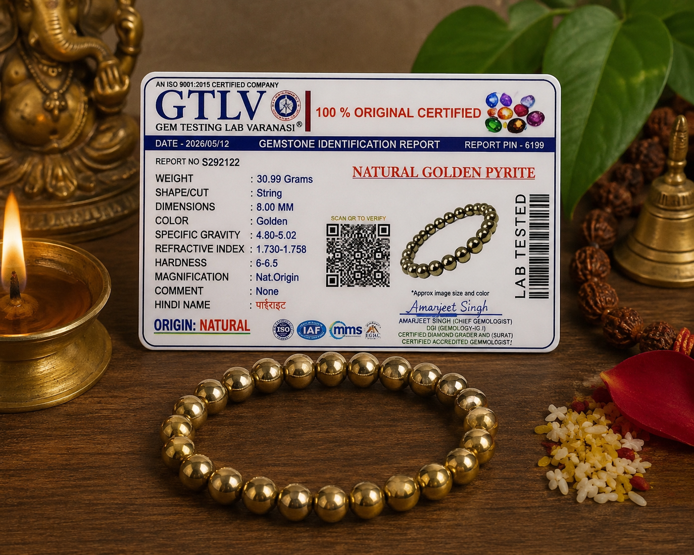 Golden Pyrite Bracelet | Wealth & Prosperity Crystal Bracelet