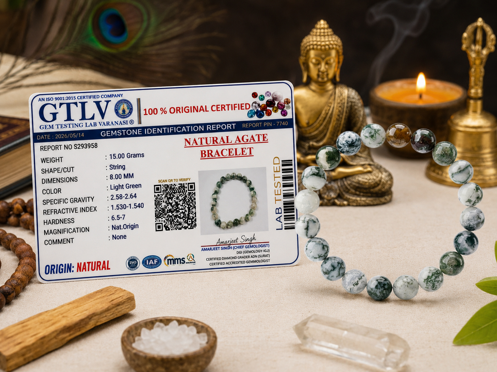 Natural Agate Bracelet | Tree Agate Healing Crystal Bracelet