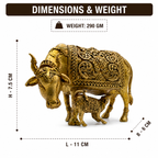 Brass Kamdhenu Cow with Calf Idol | Grand Divine Statue for Home Office Temple