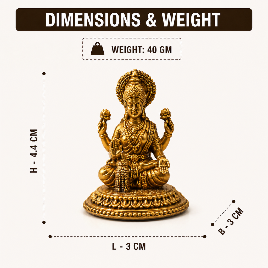 Brass Lakshmi Devi Idol | Antique Finish | Wealth Goddess Statue for Home Temple