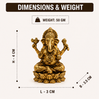 Lord Ganesh Brass Idol | Sitting in Lotus | Murti Statue for Home Temple
