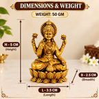 Brass Lakshmi Devi Idol | Antique Lotus Finish | Wealth Goddess Statue for Home Office