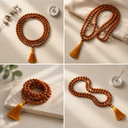 Five Mukhi Rudraksha Mala Brown | Natural 108 Beads Japa Mala for Meditation, Prayer & Spiritual Wellness