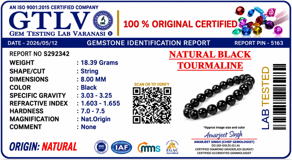 Natural Black Tourmaline Bracelet | Protection & Grounding Crystal Bracelet