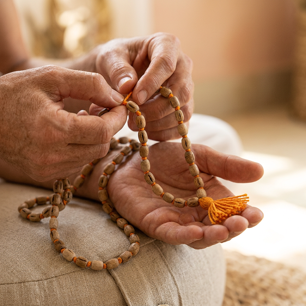 Tulsi Mala 108 Beads | Sacred Tulsi Wood Japa Mala for Krishna Bhakti, Meditation and Daily Chanting