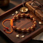 Natural Five Mukhi Rudraksha Bracelet Adjustable | Spiritual Bracelet for Peace & Positive Energy