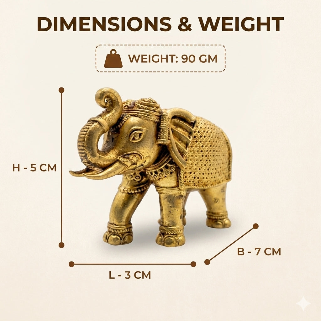 Pure Brass Superfine Intricate Elephant Showpiece | Home Office Decor & Gift