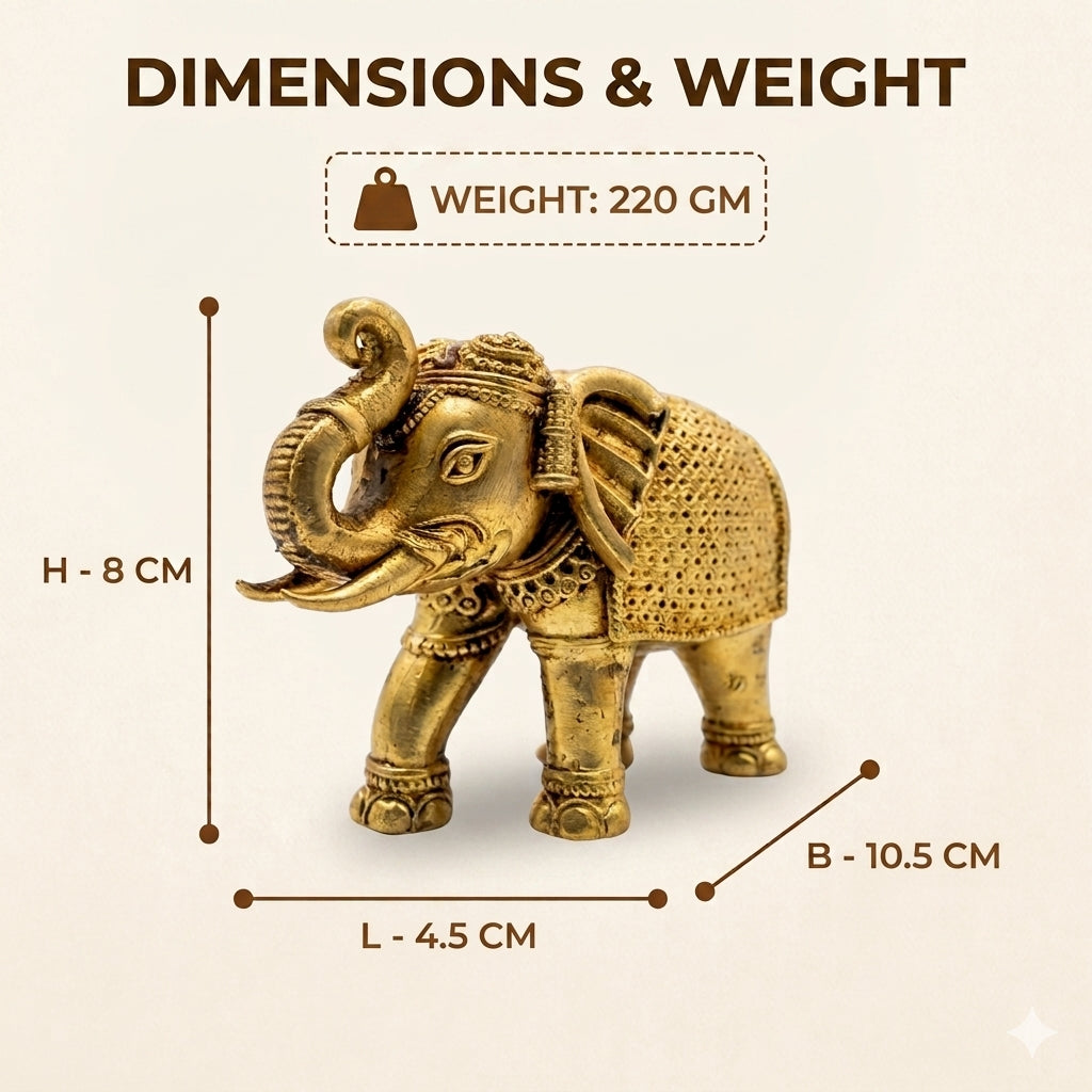 Pure Brass Superfine Intricate Elephant Showpiece | Vastu Feng Shui Home Decor