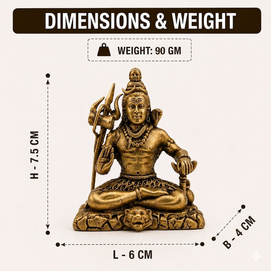Brass Lord Shiva Meditating Idol | Mahadev Statue | Home Office Temple Decor