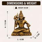 Brass Lord Shiva Meditating Idol | Mahadev Statue | Home Office Temple Decor