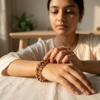 Gold Plated Modern Rudraksha Bracelet | Stylish Rudraksha Bracelet with Gold-Plated Iron Finish for Daily Wear, Spiritual Elegance and Positive Energy