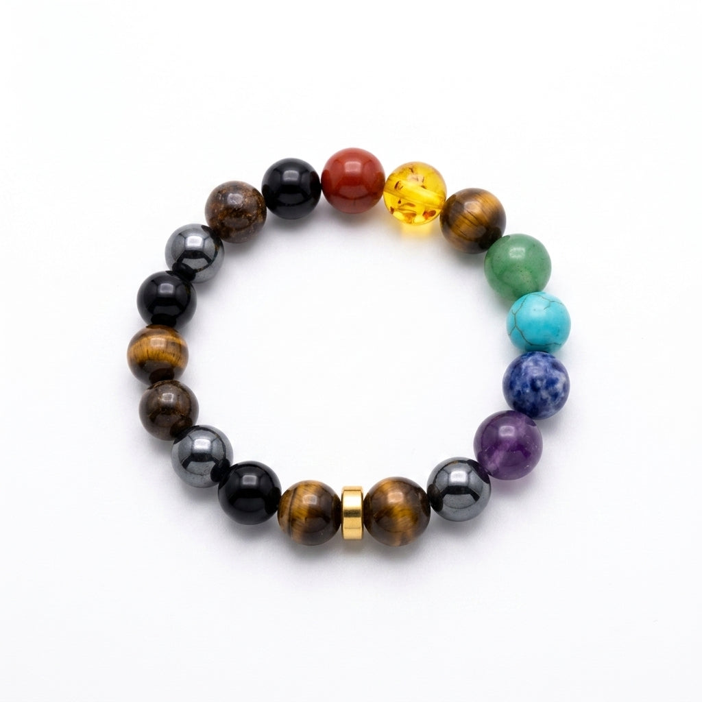 Natural Seven Chakra Energy Bracelet | Healing Crystal Bracelet for Balance & Positivity