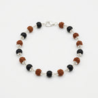 Karungali Rudraksha Bracelet in Metal | Natural Karungali & Rudraksha Bracelet with Premium Metal Finish