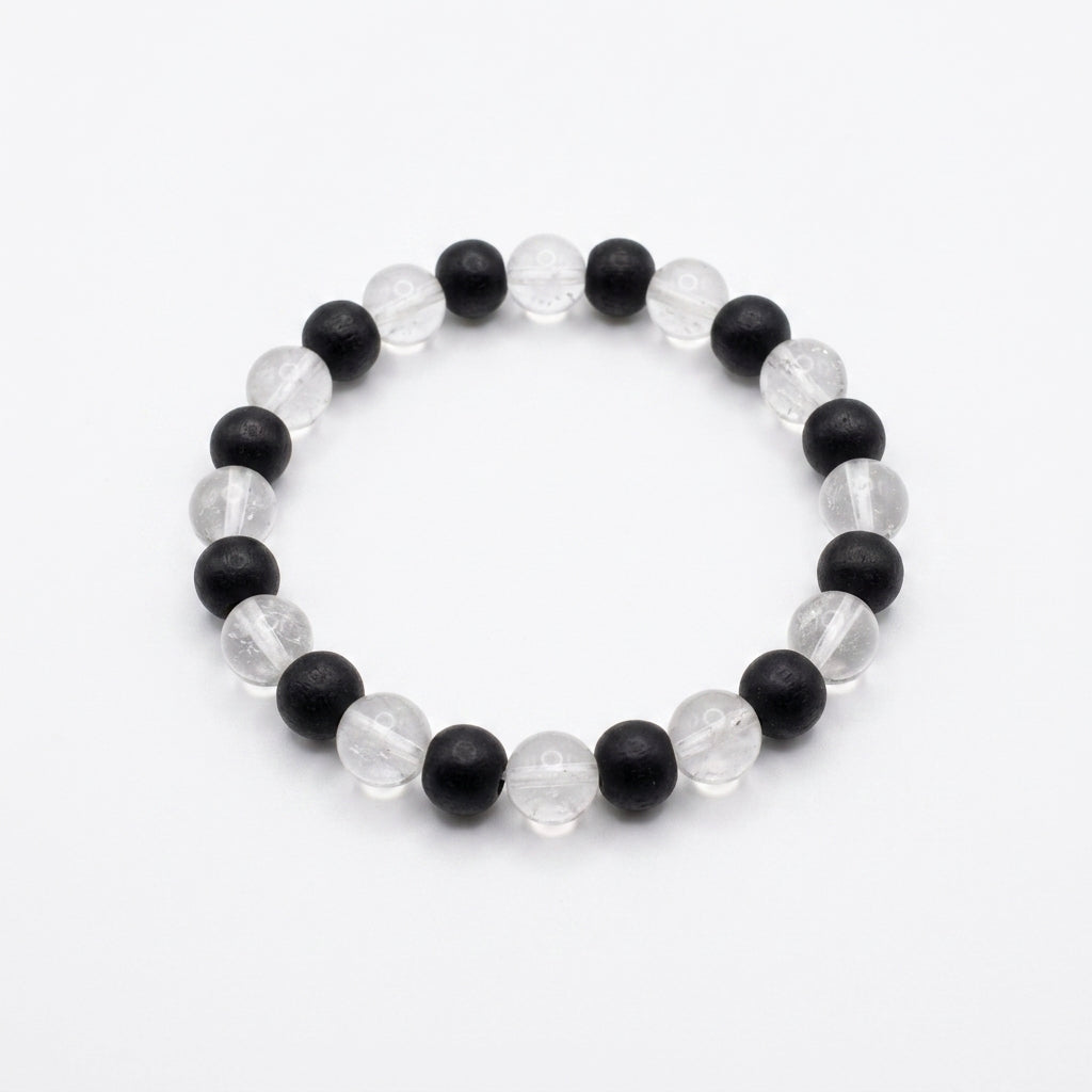 Sphatik Karungali Bracelet | Natural Crystal Quartz & Karungali Wood Bracelet for Protection and Peace