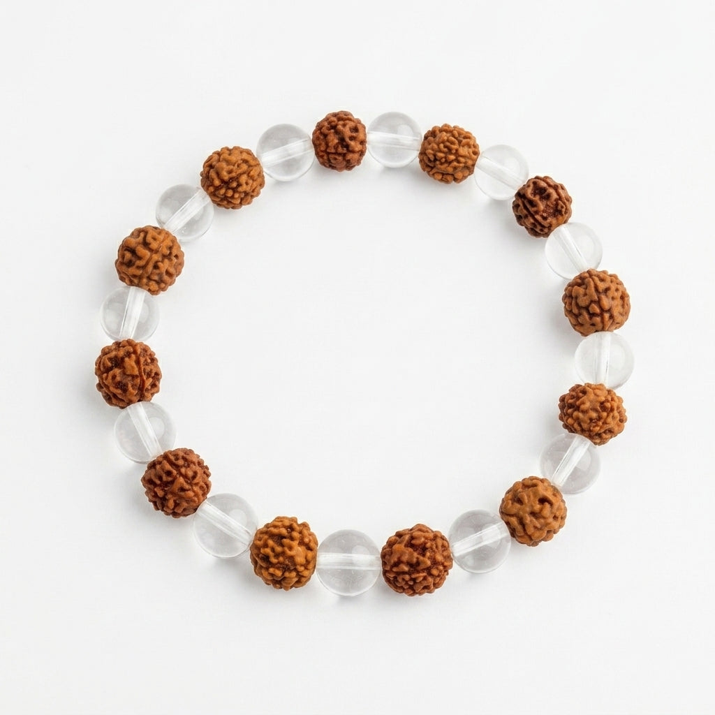 Sphatik Rudraksha Bracelet | Natural Crystal Quartz & Rudraksha Bracelet for Peace and Positivity