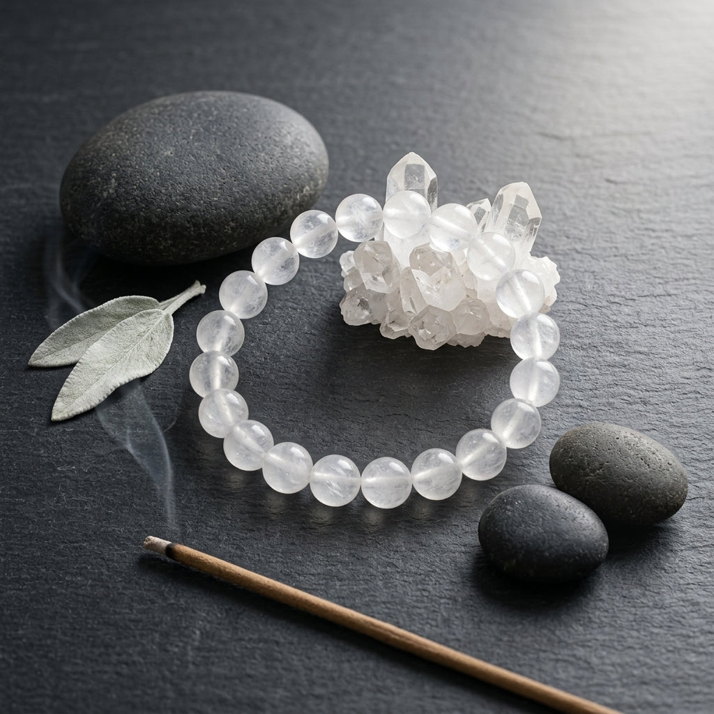 Natural White Haqiq Bracelet 8MM | Premium White Agate Bracelet for Peace & Positivity