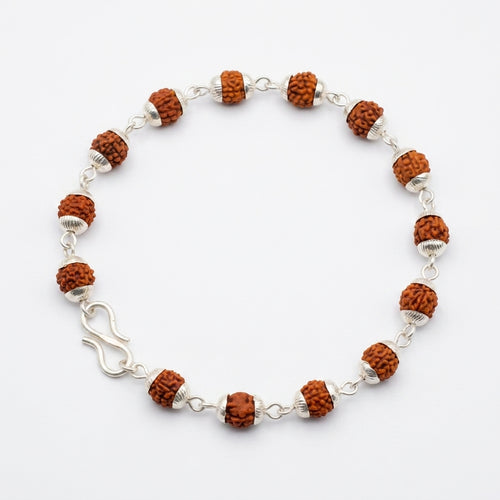 Natural 5 Mukhi Rudraksha Bracelet 6MM with Premium Caps | Peace, Focus & Positive Energy | Rudriva