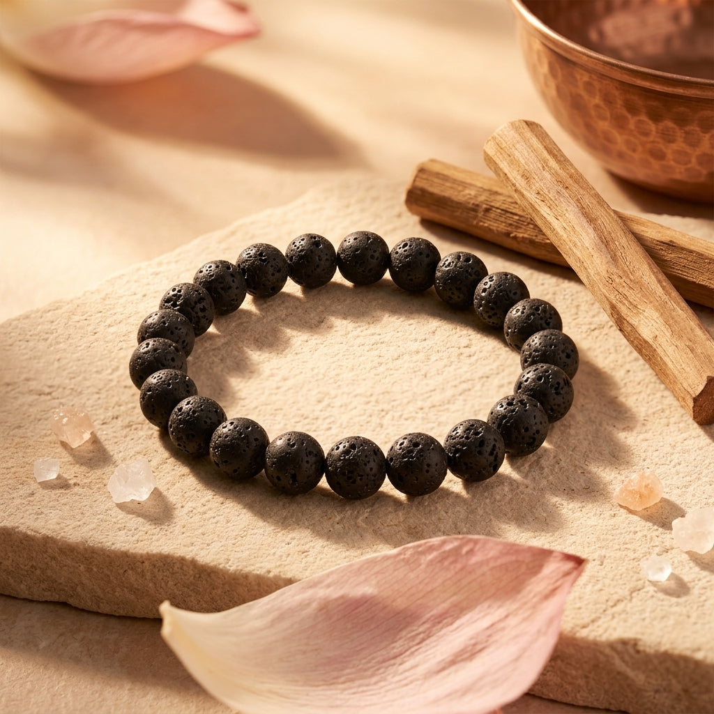 Natural Volcano Lava Bracelet | Grounding, Strength & Protection Energy Bracelet