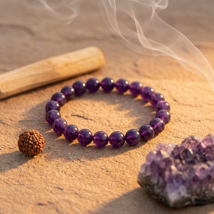 Natural Purple Quartz Bracelet 8MM | Premium Amethyst Crystal Bracelet for Peace & Intuition