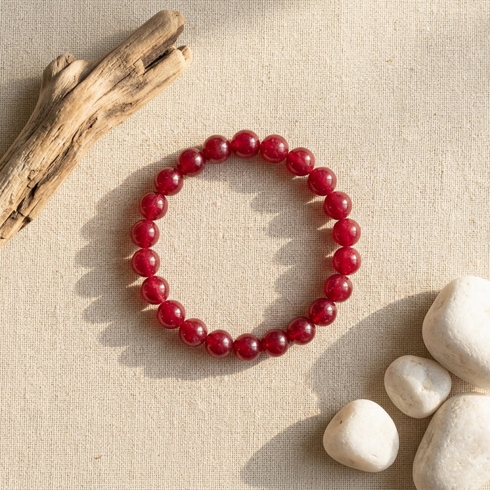 Natural Red Haqiq Bracelet | Red Agate Healing Crystal Bracelet