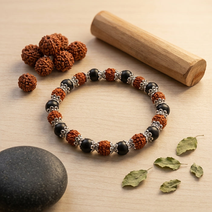 Karungali Rudraksha Bracelet | Natural Karungali Wood & Rudraksha Protection Bracelet