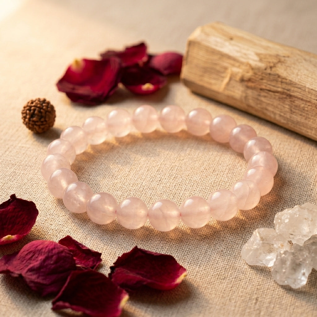 Rose Quartz Bracelet 8MM | Premium Love & Healing Crystal Bracelet