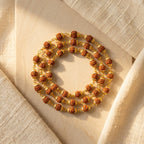 Five Mukhi Rudraksha Mala with Metal Cap | Sacred 5 Mukhi Rudraksha Mala for Spiritual Growth & Meditation