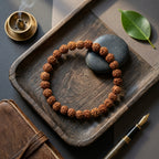 Natural Five Mukhi Rudraksha Bracelet 7MM Elastic White | Spiritual Bracelet for Peace & Focus