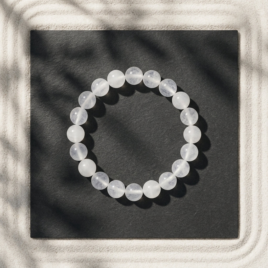 Natural White Haqiq Bracelet 8MM | Premium White Agate Bracelet for Peace & Positivity