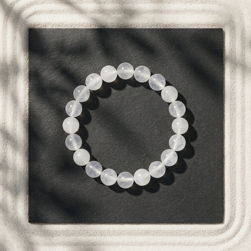 Natural White Haqiq Bracelet 8MM | Premium White Agate Bracelet for Peace & Positivity