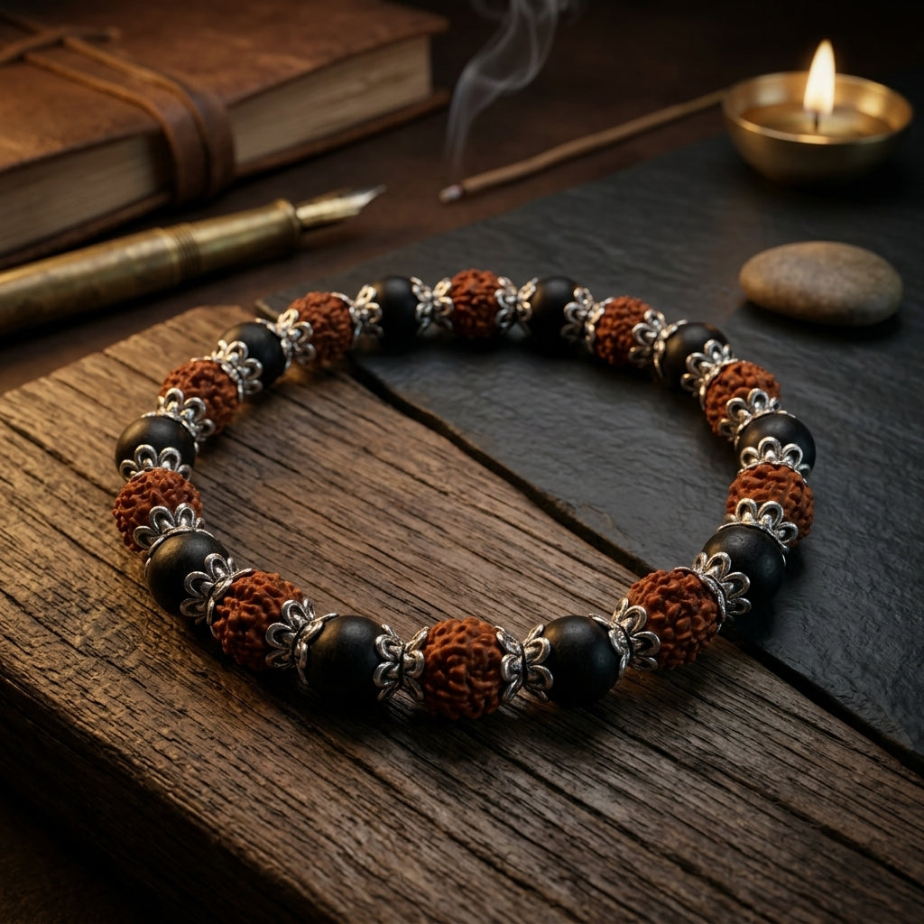Karungali Rudraksha Bracelet | Natural Karungali Wood & Rudraksha Protection Bracelet
