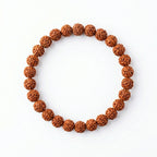 Natural 5 Mukhi Rudraksha Bracelet 7MM | Elastic Brown Beads | Spiritual Bracelet for Peace & Focus