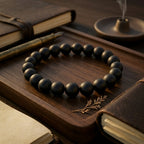 Natural Karungali Bracelet 8MM Elastic | Original Ebony Black Wood Bracelet for Protection & Positive Energy