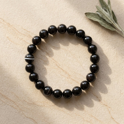 Natural Sulemani Haqiq Bracelet 8MM | Premium Black Agate Protection Bracelet