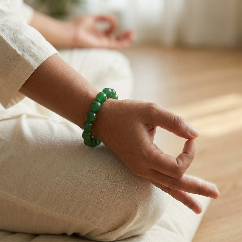 Natural Green Haqiq Bracelet | Green Agate Healing Crystal Bracelet