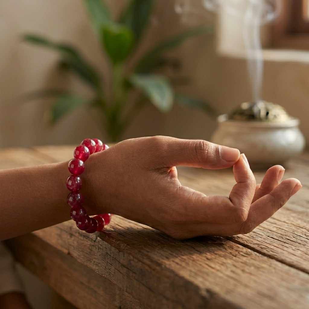 Natural Red Haqiq Bracelet | Red Agate Healing Crystal Bracelet