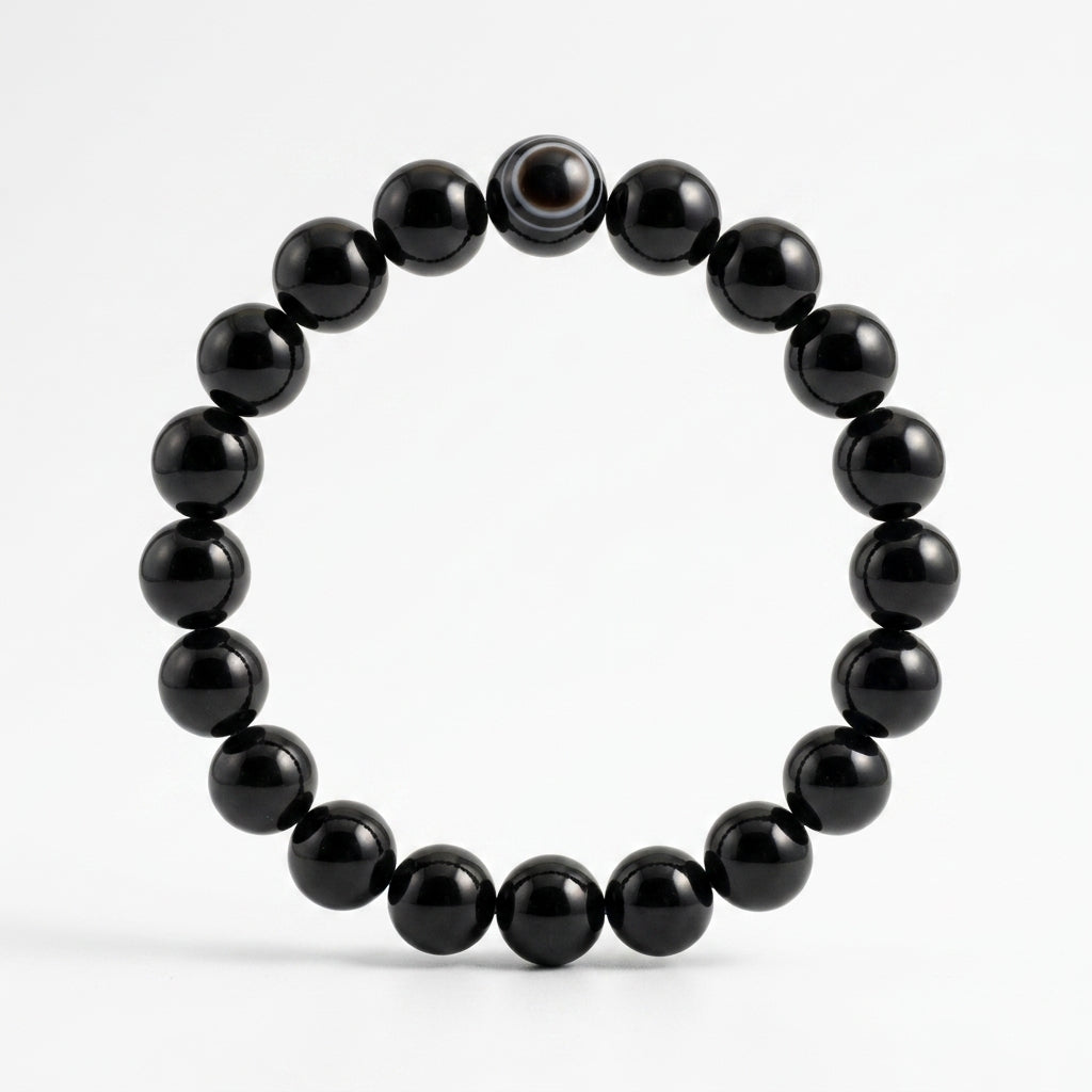 Natural Sulemani Haqiq Bracelet 8MM | Premium Black Agate Protection Bracelet
