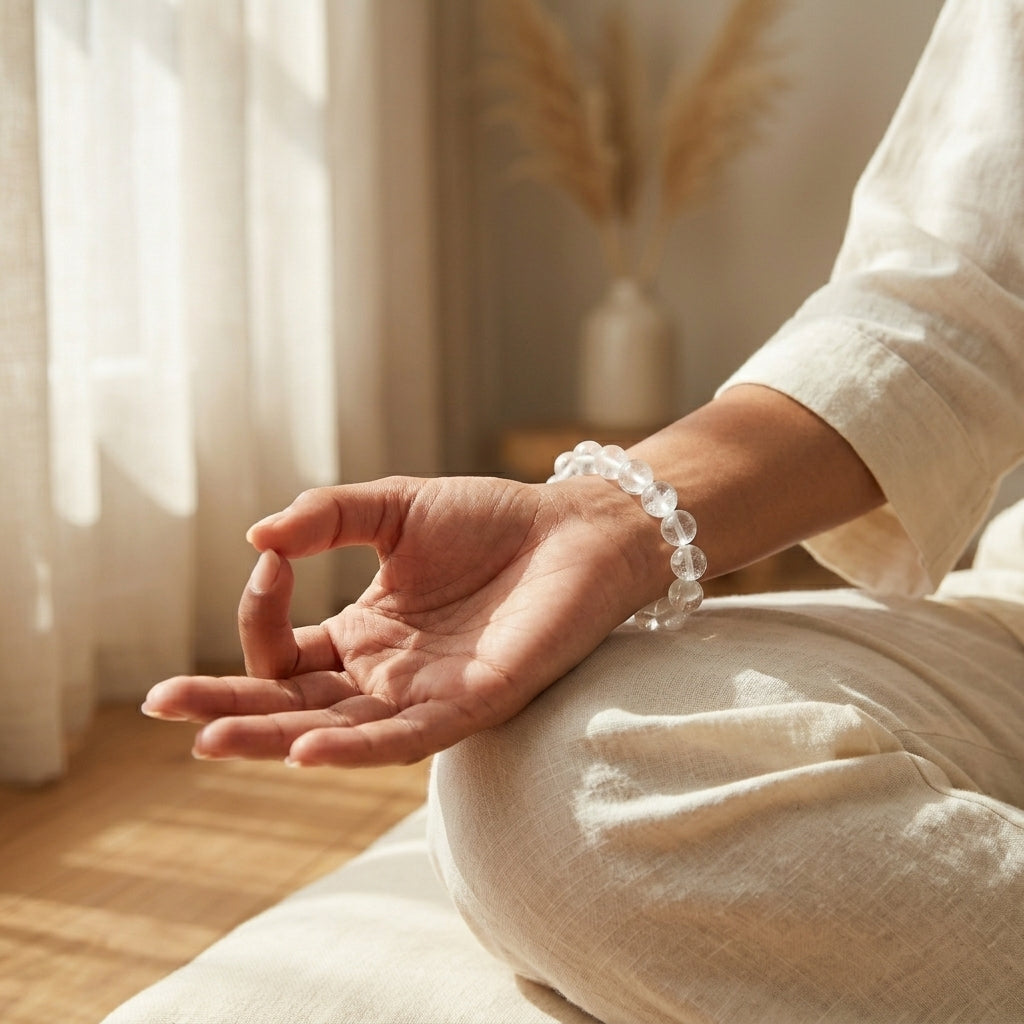 Natural White Haqiq Bracelet 8MM | Premium White Agate Bracelet for Peace & Positivity