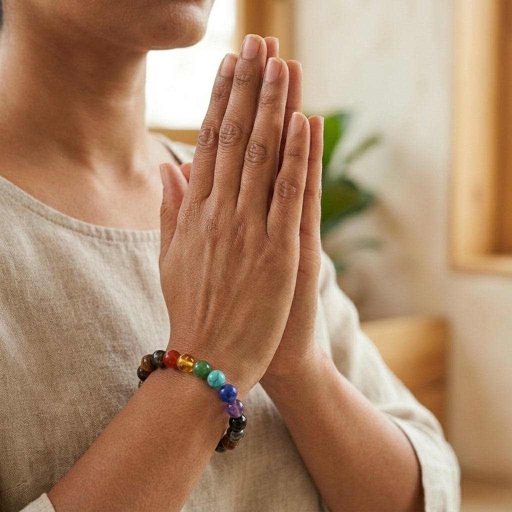 Natural Seven Chakra Energy Bracelet | Healing Crystal Bracelet for Balance & Positivity