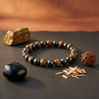 Natural Triple Protection Bracelet | Tiger Eye, Black Obsidian & Hematite Energy Bracelet